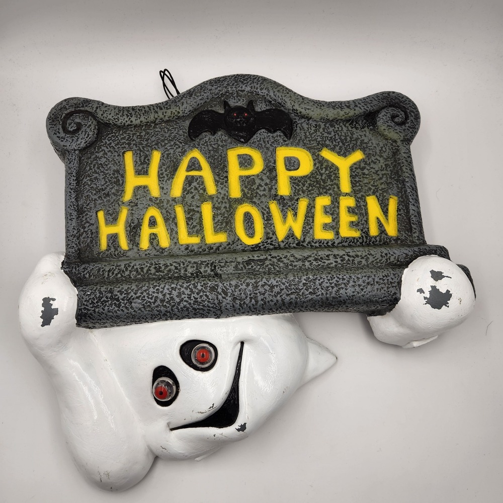 VTG 90s Paper Magic Group Halloween Ghost Tombstone Blow Mold Wall Decor Lights